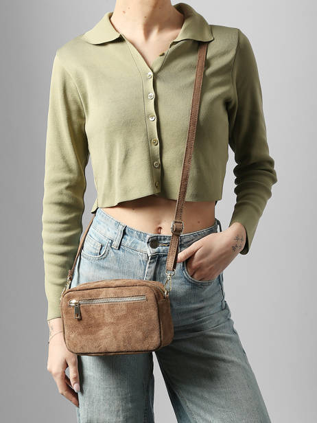 Sac Bandoulière Velvet Cuir Milano Beige velvet VE25115 vue secondaire 1