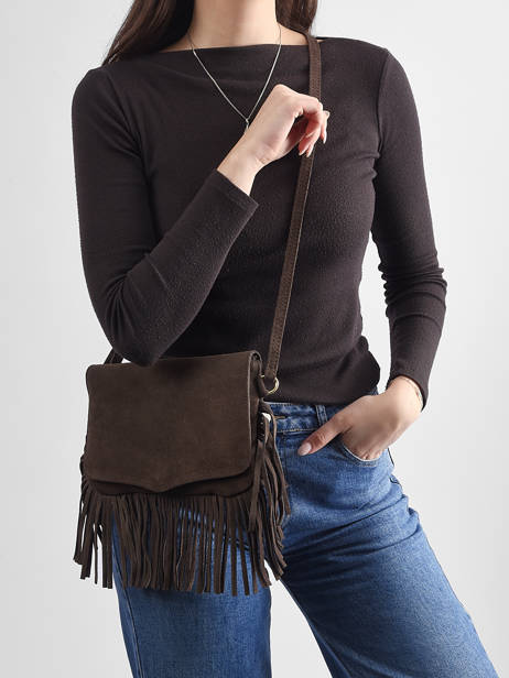 Shoulder Bag Velvet Leather Milano Brown velvet VE24115O other view 1