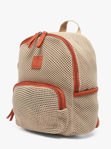 Backpack Le voyage en panier Beige resille PM957 other view 1