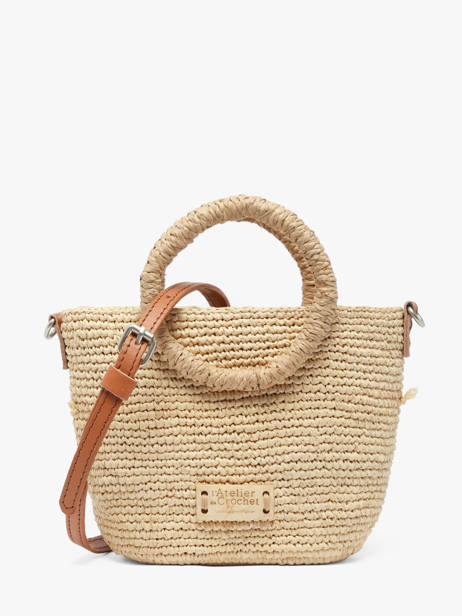 Satchel L'atelier Du Crochet Raphia Le voyage en panier Beige l'atelier du crochet AM831