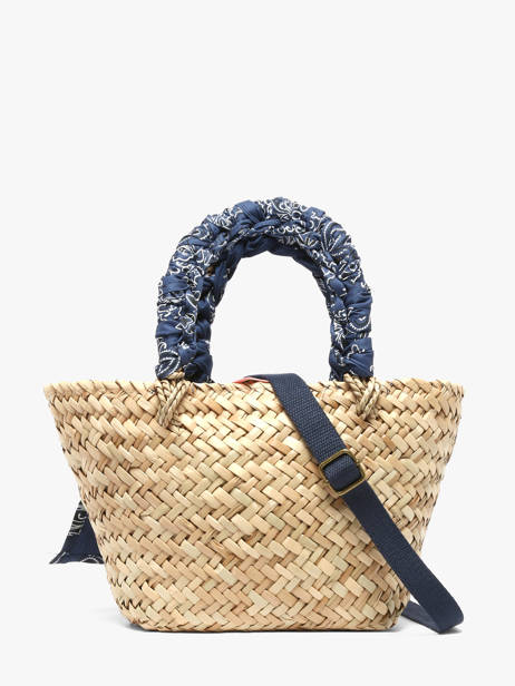Sac Porté Main Bandana Paille Le voyage en panier Bleu bandana PM968 vue secondaire 4