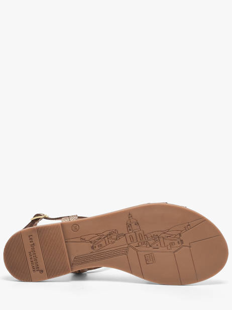 Flip Flops In Leather Les tropeziennes Gold women HAMELIE other view 4
