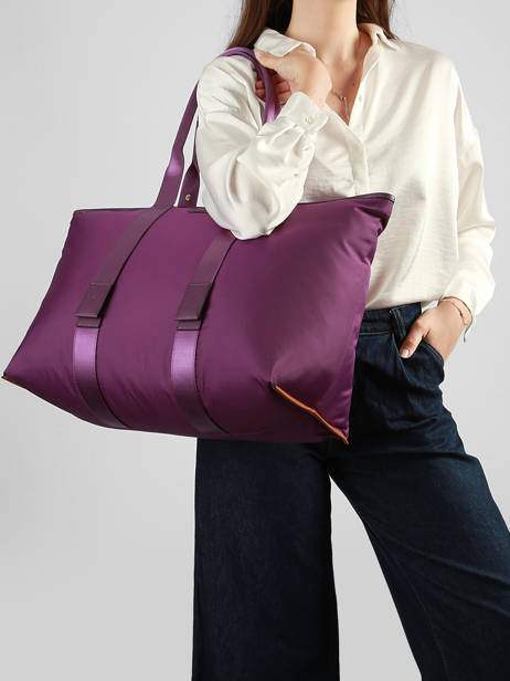Large Tote Bag Mistral Rollable Nylon And Leather Lancel Violet mistral A13996 other view 1