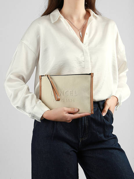 Pouch Jour Canvas And Leather Lancel Beige jour A14029 other view 1