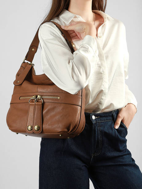 Leather Nomade Shoulder Bag Gerard darel Brown midday B402 other view 1