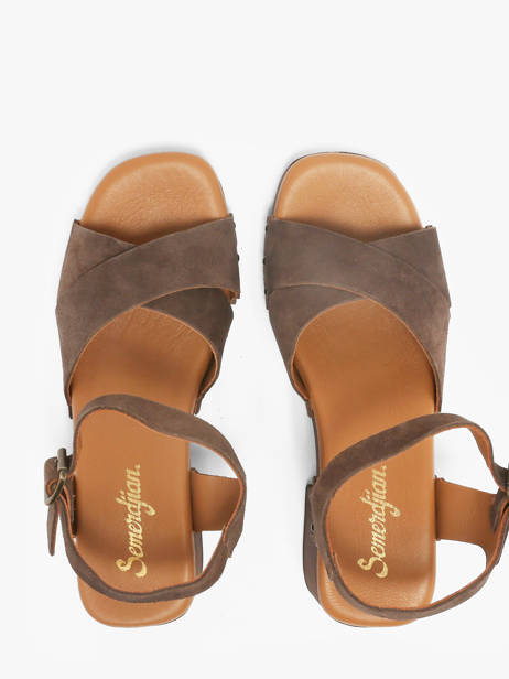 Heeled Sandals In Leather Semerdjian Brown women MICOL other view 3