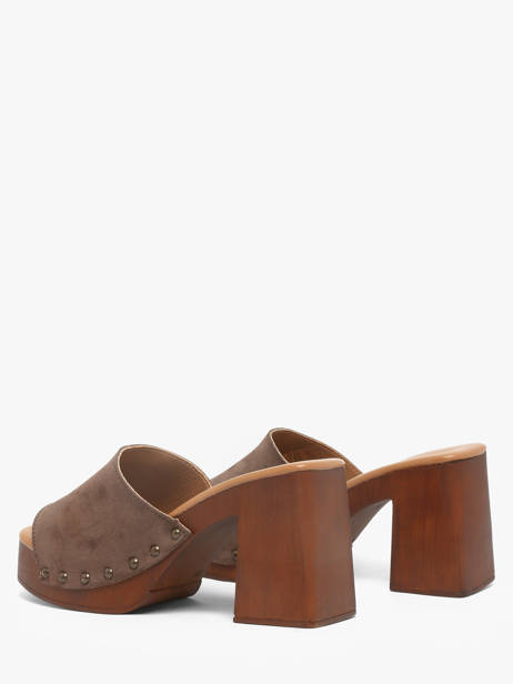 Heeled Slippers In Leather Semerdjian Brown women LAILA other view 2