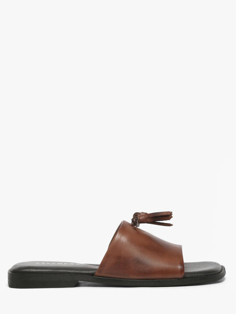 Slippers In Leather Pavement Brown women 25216