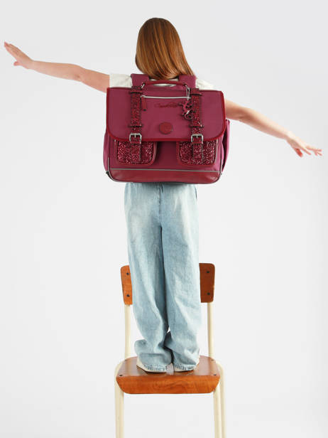 Satchel For Kids 3 Compartments Vintage Fantasy Cameleon Violet vintage fantasy CA41 other view 2