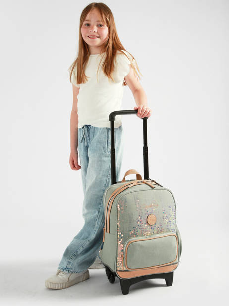 2-compartment Wheeled Schoolbag Vintage Fantasy Cameleon Green vintage fantasy SR40 other view 1