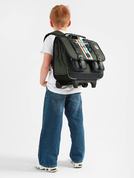 3-compartment Wheeled Satchel Vintage Urban Cameleon Green vintage urban CR41 other view 2