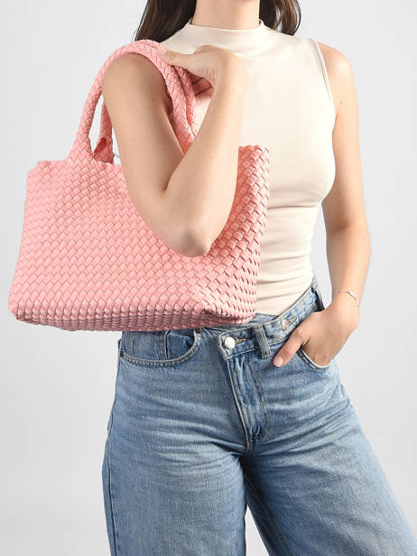 Satchel Tresse Nylon Knit & woven Pink tresse M2581 other view 1