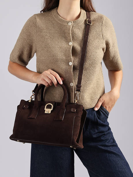 Sac Porté Main S Equestre Croco Cuir Etrier Marron equestre croco EEQC142S vue secondaire 2