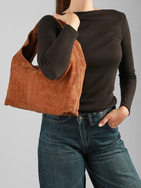 Shoulder Bag Velvet Croco Leather Milano Brown velvet croco CV26061 other view 1