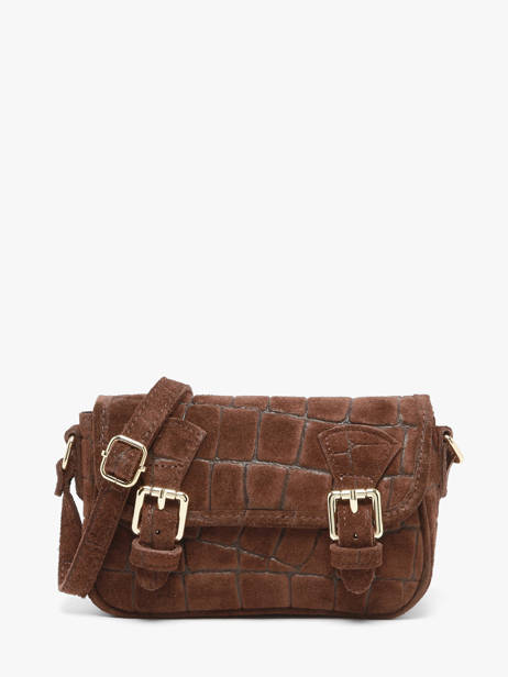 Sac Bandoulière Velvet Croco Cuir Milano Marron velvet croco CV26062