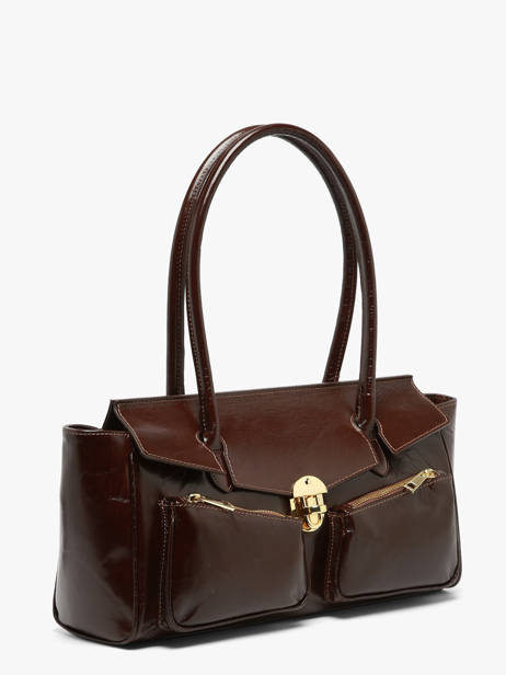 Baguette Shiny Sauvage Cuir Milano Marron shiny sauvage SS26063 vue secondaire 1
