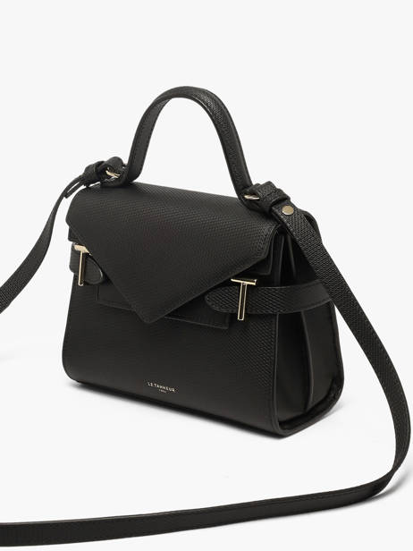 Sac Bandoulière S Double Rabat Emilie Cuir Le tanneur Noir emily TEMI1003 vue secondaire 2