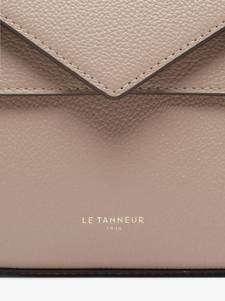 Sac Bandoulière S Double Rabat Emilie Cuir Grainé Le tanneur Beige emily TEMI1006 vue secondaire 3