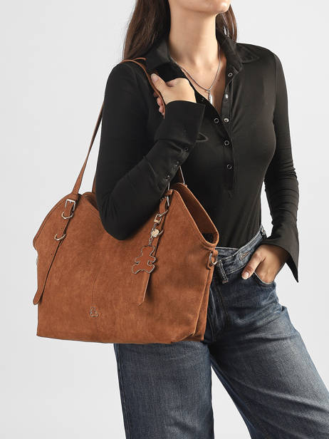Sac Porté épaule Surpique Lulu castagnette Marron surpique BAKI vue secondaire 1