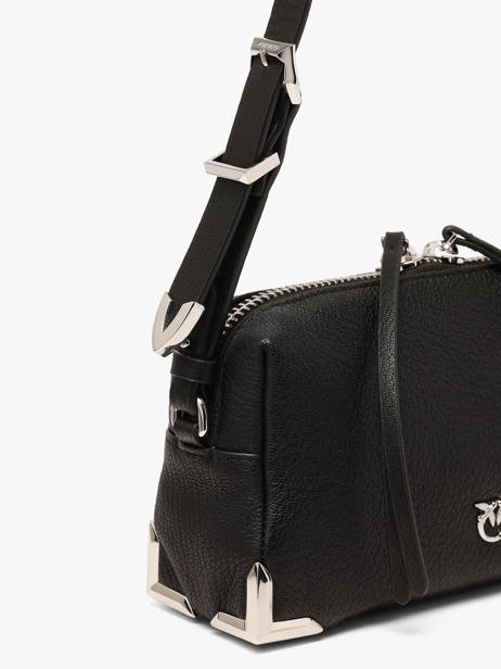 Sac Bandoulière Mini Bauletto Cuir Pinko Noir love bag soft 6967A3CX vue secondaire 4