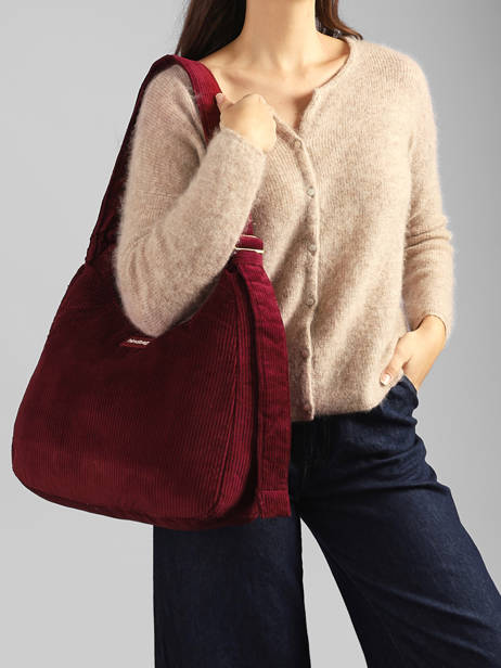 Sac Porté épaule Velours Velours Côtelé Hindbag Rouge velours V vue secondaire 1