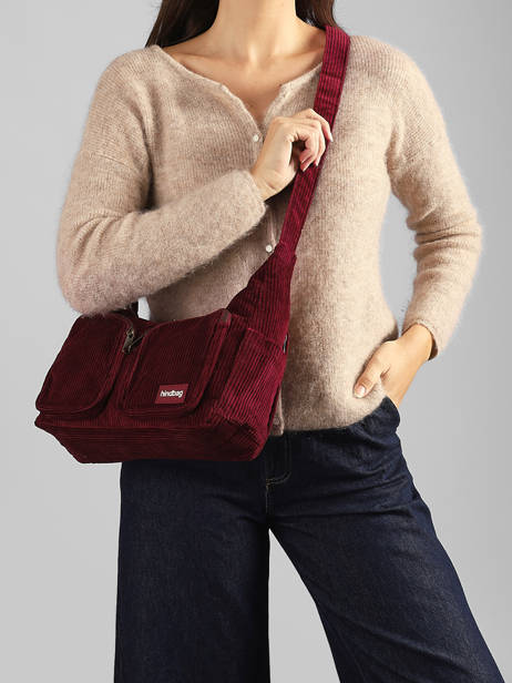 Shoulder Bag Velours Corduroy Hindbag Red velours V other view 1