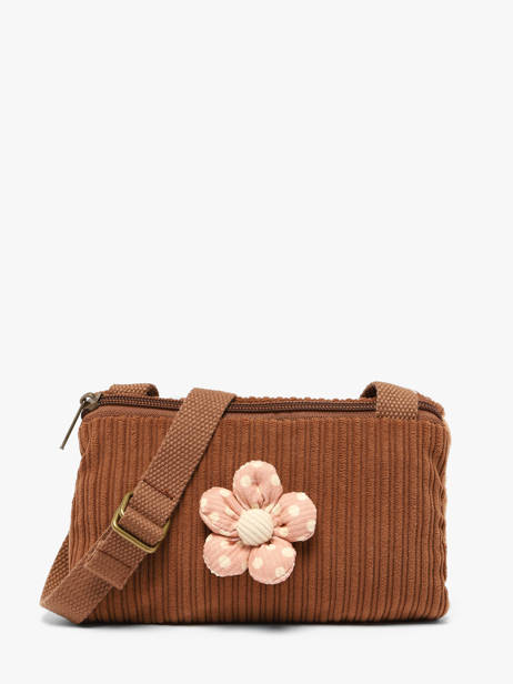 Sac Bandoulière Enfant Fleur Velours Côtelé Le voyage en panier Marron kids AHP350