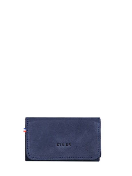 Leather Card Holder Etincelle Nubuck Etrier Blue etincelle nubuck EETN650