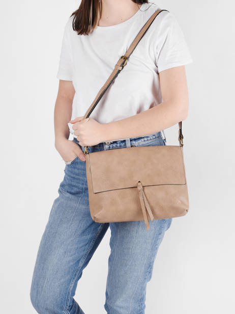 Sac Bandoulière Grained Flora & co Beige grained F8045 vue secondaire 1