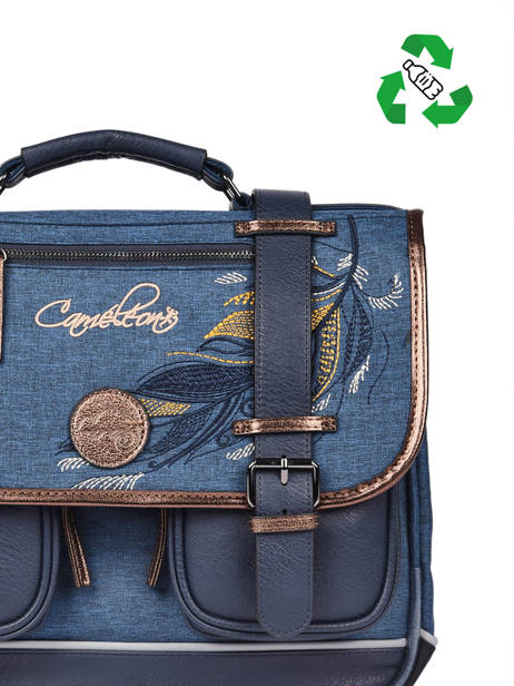 Satchel For Kids 2 Compartments Cameleon Blue vintage fantasy CA35 other view 3