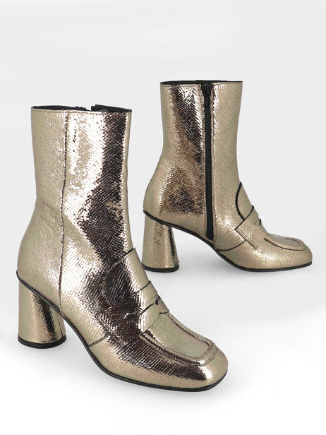 Heeled  Boots In Leather Semerdjian Gold women F808K4 other view 3
