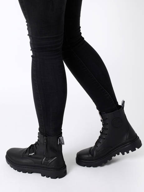 Boots Palla Trooper In Leather Palladium Black women 97207010 other view 2