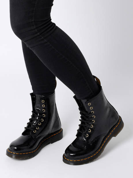 Boots 1460 Black Distressed Patent In Leather Dr martens Black women 27774001 other view 2