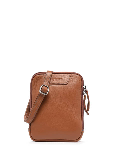 Small Leather Foulonné Crossbody Bag Etrier Brown foulonne EFOU728S