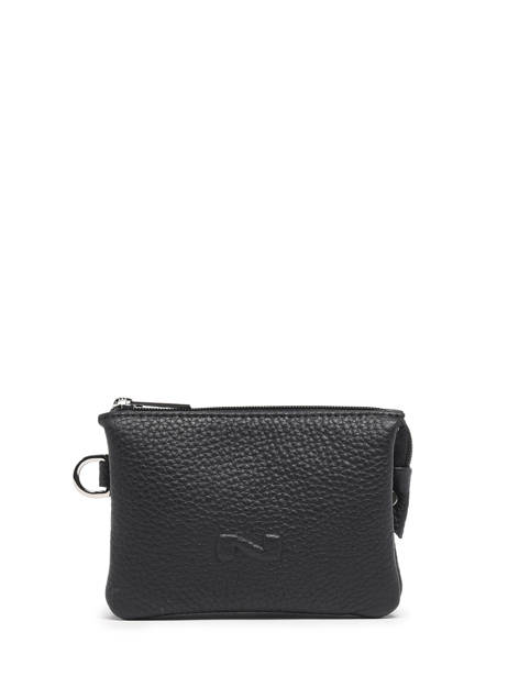 2-compartment  Coin Purse Leather Nathan baume Black original n 302N