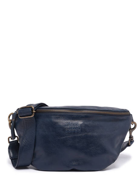 Leather Cow Belt Bag Basilic pepper Blue cow BCOW54