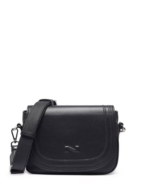 Sac Bandoulière Mistral Cuir Nathan baume Noir regate 3RG