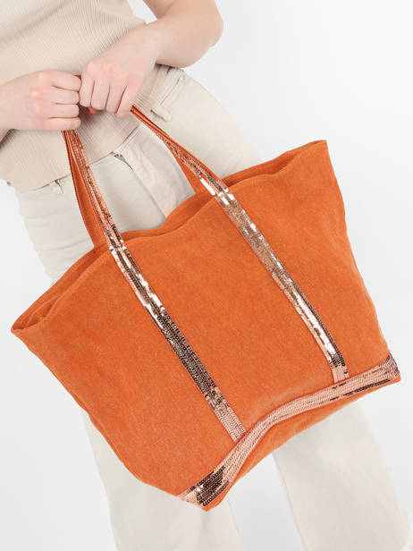 Zipped Linen Tote Bag Le Cabas Sequins Vanessa bruno Orange cabas lin 31V40409 other view 1