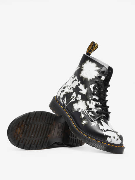Boots 1460 Pascal Black + White In Leather Dr martens Black women 30862009 other view 1