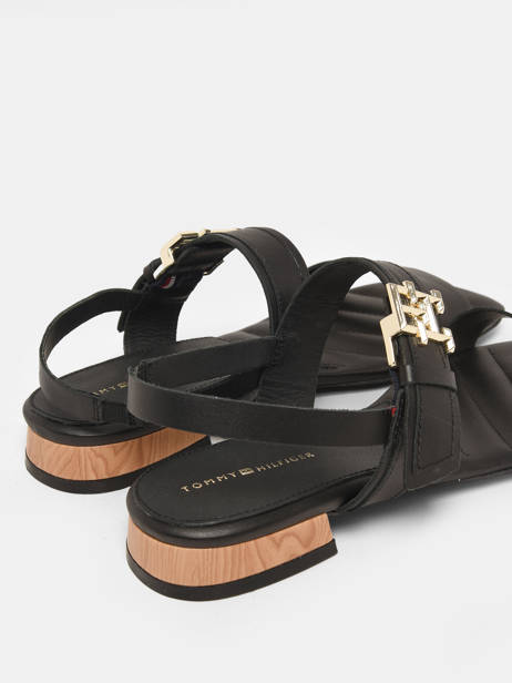 Sandals In Leather Tommy hilfiger Black women 7094BDS other view 3